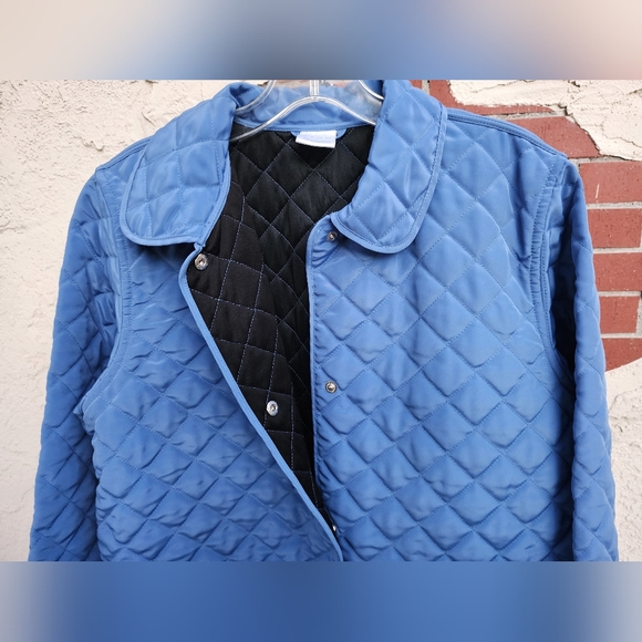 SMALL women AVON blue quilted jacket long sleeve collar snap buttons lightweight - Picture 10 of 16